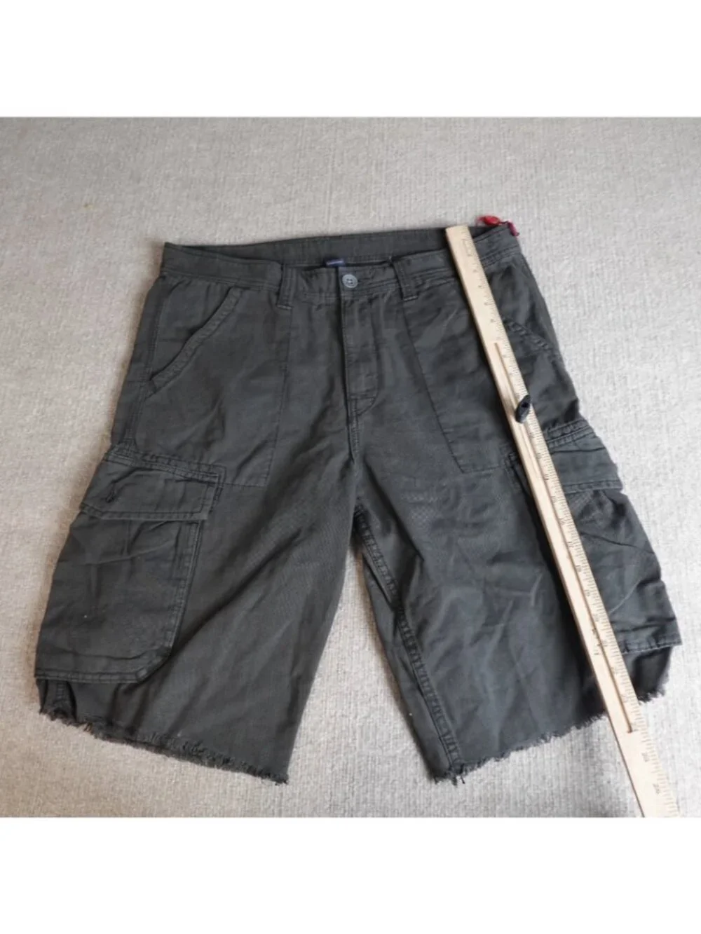True Religion Mens Shorts 36 Black Solid Cargo Drawstring